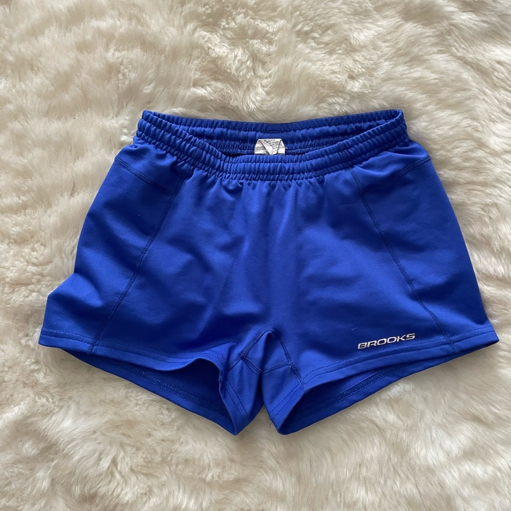 Brooks spandex shorts blue size small s athletic volleyball running💙🤍